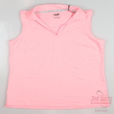 New Womens Puma Cloudspun Coast Sleeveless Polo Small S Pink MSRP $70