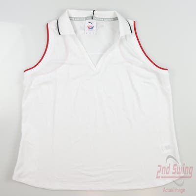 New Womens Puma Volition Rosie Sleeveless Polo Small S White MSRP $70