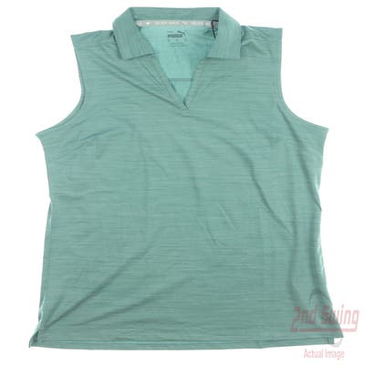 New Womens Puma Cloudspun Coast Sleeveless Polo Small S Green MSRP $70