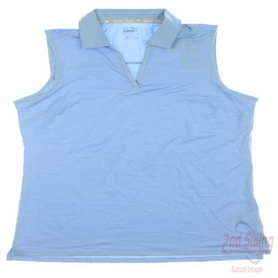 New Womens Puma Cloudspun Coast Sleeveless Polo Small S Blue MSRP $70