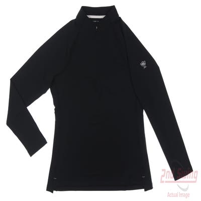 New W/ Logo Womens Peter Millar 1/4 Zip Pullover Medium M Black MSRP $100