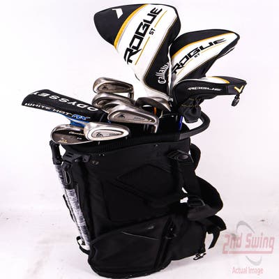 Complete Set of Men's Cleveland Titleist Odyssey Golf Clubs + Datrek Stand Bag - Right Hand Stiff Flex Steel Shafts