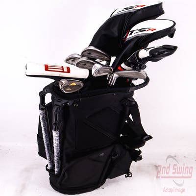 Complete Set of Men's TaylorMade Titleist Cleveland Odyssey Golf Clubs + Datrek Stand Bag - Right Hand Stiff Flex Steel Shafts