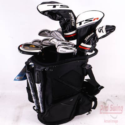 Complete Set of Men's Titleist Callaway Cobra Cleveland Odyssey Golf Clubs + Datrek Stand Bag - Right Hand Stiff Flex Steel Shafts