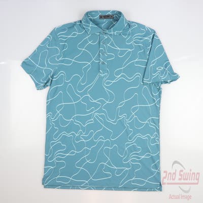 New W/ Logo Mens G-Fore Polo Medium M Blue MSRP $116