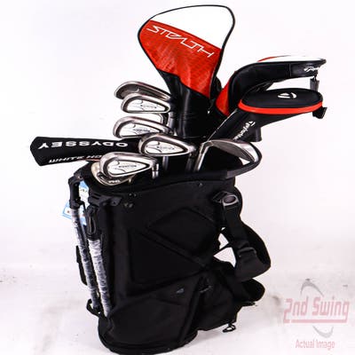 Complete Set of Men's Cleveland Tour Edge Nike Callaway Ping Golf Clubs + Datrek Stand Bag - Right Hand Stiff Flex Graphite Shafts