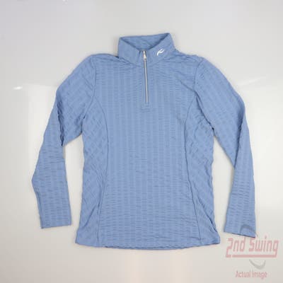 New Womens KJUS 1/4 Zip Pullover Large L Blue MSRP $198