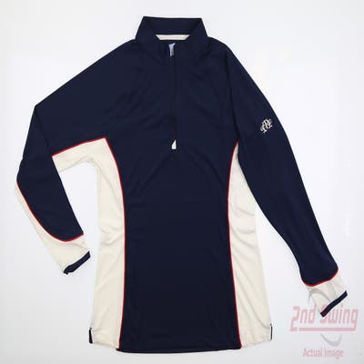 New W/ Logo Womens Peter Millar 1/4 Zip Pullover Medium M Navy Blue MSRP $125