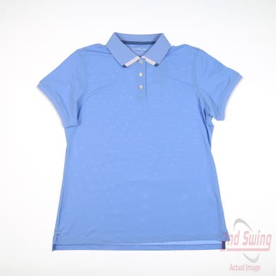 New W/ Logo Womens Peter Millar Polo Large L Blue MSRP $100