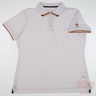 New W/ Logo Womens Peter Millar Polo Large L White MSRP $100