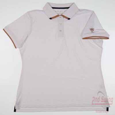 New W/ Logo Womens Peter Millar Polo X-Large XL White MSRP $100