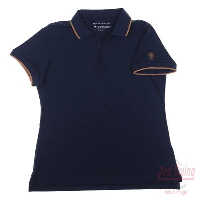 New W/ Logo Womens Peter Millar Polo Large L Navy Blue MSRP $100