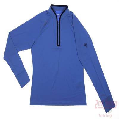 New W/ Logo Womens Ralph Lauren 1/4 Zip Pullover Large L Blue MSRP $100