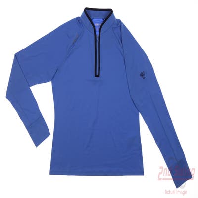 New W/ Logo Womens Ralph Lauren 1/4 Zip Pullover Small S Blue MSRP $100