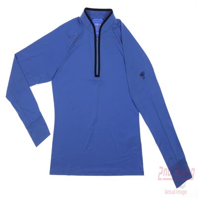 New W/ Logo Womens Ralph Lauren 1/4 Zip Pullover X-Large XL Blue MSRP $100