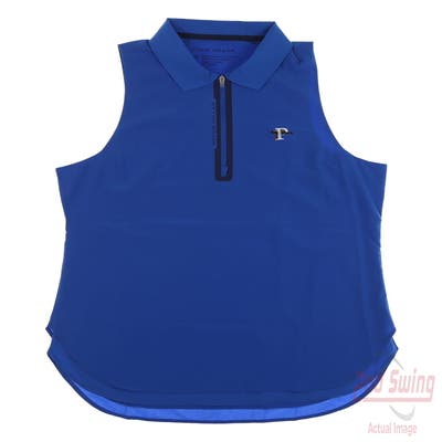 New W/ Logo Womens Peter Millar Sleeveless Polo X-Small XS Blue MSRP $89