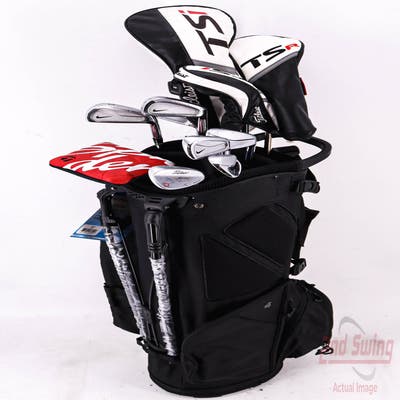 Complete Set of Men's TaylorMade Titleist Nike Odyssey Golf Clubs + Datrek Stand Bag- Right Hand X-Stiff Steel Shafts