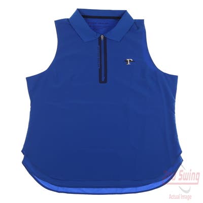 New W/ Logo Womens Peter Millar Sleeveless Polo Small S Blue MSRP $89