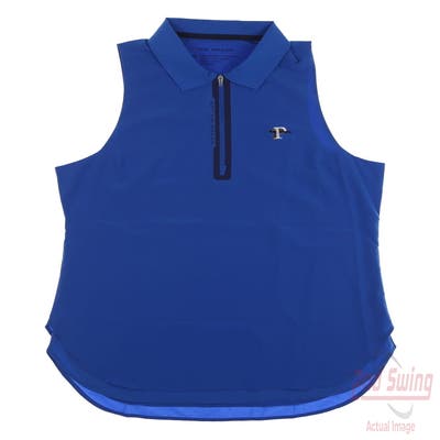 New W/ Logo Womens Peter Millar Sleeveless Polo Small S Blue MSRP $89