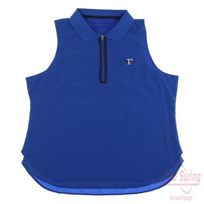 New W/ Logo Womens Peter Millar Sleeveless Polo Medium M Blue MSRP $89