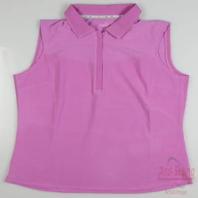 New Womens Puma Harding Sleeveless Polo Small S Mauve Pop MSRP $50