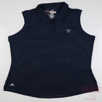 New W/ Logo Womens Adidas Sleeveless Polo Medium M Navy Blue MSRP $60