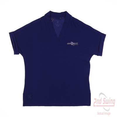 New W/ Logo Womens Adidas Polo Small S Blue MSRP $65