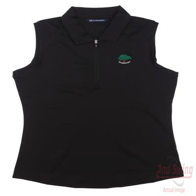 New W/ Logo Womens Cutter & Buck Golf Sleeveless Polo X-Small XS Black MSRP $60