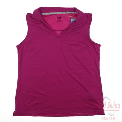 New Womens Puma Sleeveless Polo Small S Fuchsia Purple MSRP $55