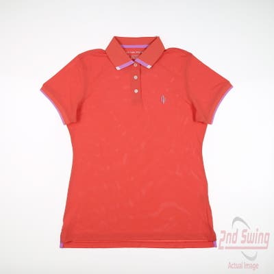 New W/ Logo Womens Peter Millar Polo Small S Orange MSRP $125