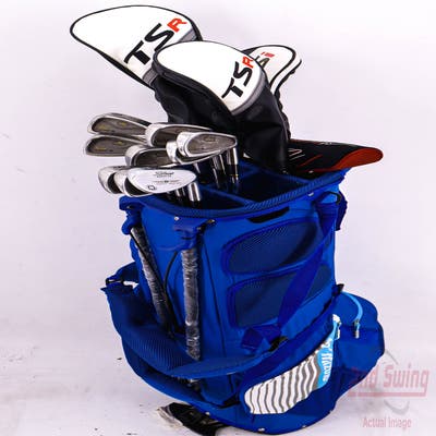 Complete Set of Men's Tour Edge Titleist TaylorMade Cobra Golf Clubs + Mizuno Stand Bag - Right Hand Stiff Flex Steel Shafts