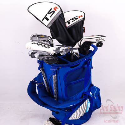 Complete Set of Men's Regular Ping Cobra TaylorMade Cleveland Odyssey Golf Clubs + Mizuno Stand Bag - Right Hand Regular Flex Graphite Shafts