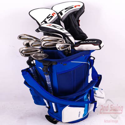 Complete Set of Men's TaylorMade Cleveland Odyssey Golf Clubs + Mizuno Stand Bag - Right Hand Stiff Flex Graphite Shafts