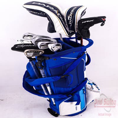 Complete Set of Men's Cobra Titleist Adams Callaway Mizuno TaylorMade Golf Clubs + Mizuno Stand Bag - Right Hand Stiff Flex Steel Shafts