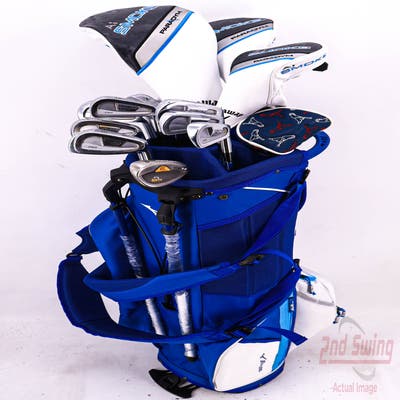 Complete Set of Men's Cobra TaylorMade Mizuno Cleveland Golf Clubs + Mizuno Stand Bag - Right Hand Stiff Flex Steel Shafts