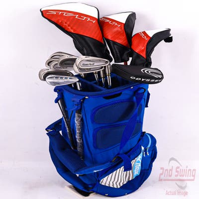 Complete Set of Men's Adams Titleist Callaway Cobra Scotty Cameron Golf Clubs + Mizuno Stand Bag - Right Hand Stiff Flex Steel Shafts