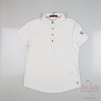 New W/ Logo Womens Greyson Polo Large L White MSRP $110