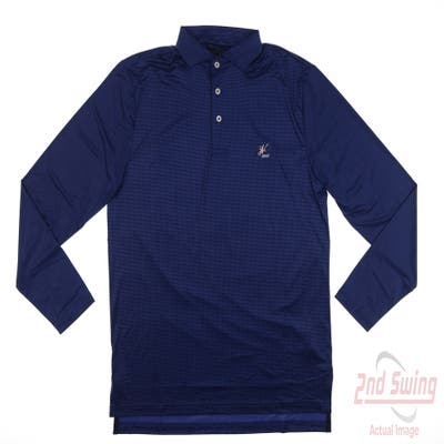 New W/ Logo Mens Ralph Lauren RLX Long Sleeve Polo Small S Blue MSRP $148