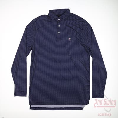 New W/ Logo Mens Ralph Lauren RLX Long Sleeve Polo Large L Navy Blue MSRP $148