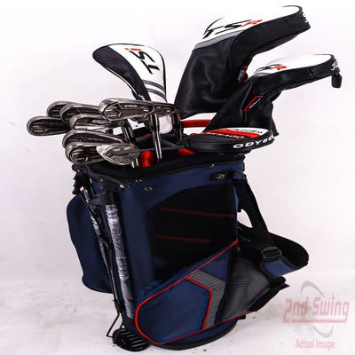 Complete Set of Men's Nike Titleist TaylorMade Adams Scotty Cameron Golf Clubs + Datrek Stand Bag - Right Hand Stiff Flex Steel Shafts