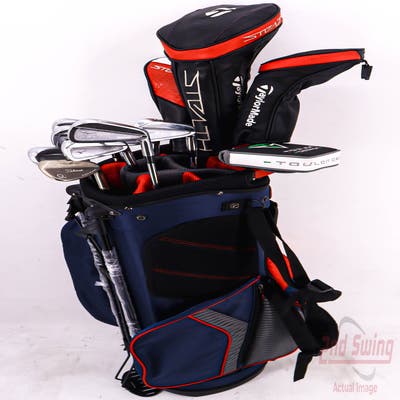 Complete Set of Men's Titleist Adams Mizuno Odyssey Golf Clubs + Datrek Stand Bag - Right Hand Stiff Flex Steel Shafts