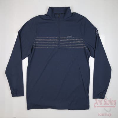 New W/ Logo Mens Travis Mathew 1/4 Zip Pullover XX-Large XXL Navy Blue MSRP $145