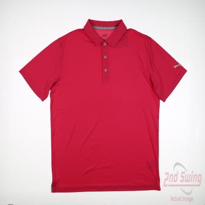 New Mens Puma Gamer Polo Garnet Rose Medium M Pink MSRP $70