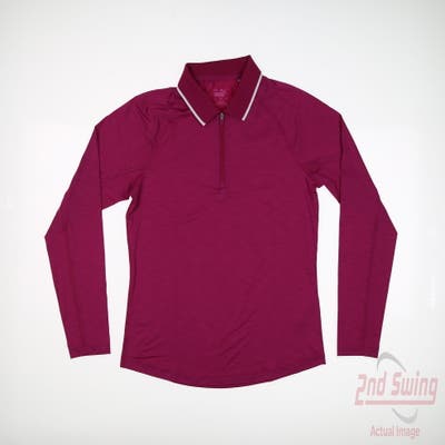 New Womens Puma Long Sleeve Polo Small S Magenta MSRP $70