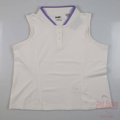 New Womens Puma Sleeveless Polo Small S Warm White MSRP $70