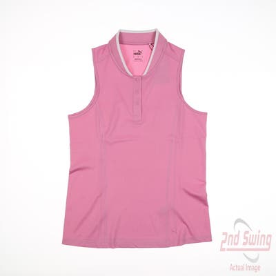 New Womens Puma Range Pique Mauved Out Sleeveless Polo Small S Pink MSRP $70