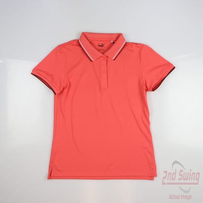 New Womens Puma Pique Tipped Polo Small S Salmon MSRP $60