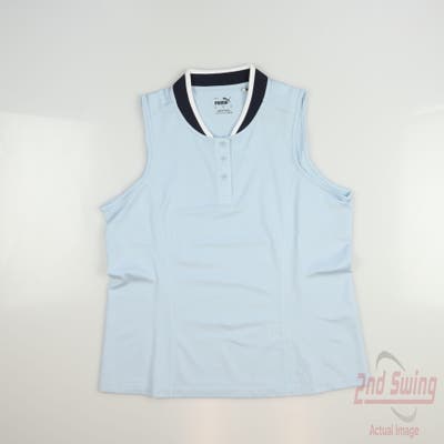 New Womens Puma Sleeveless Polo Small S Blue MSRP $70