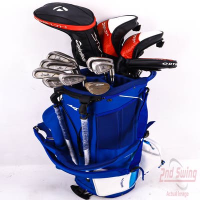 Complete Set of Men's TaylorMade Adams Titleist Cleveland Golf Clubs + Mizuno Stand Bag - Right Hand Regular Flex Steel Shafts