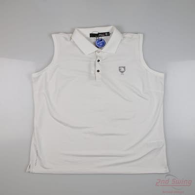 New W/ Logo Womens Ralph Lauren RLX Sleeveless Polo Large L White MSRP $100